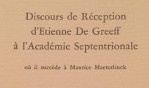 Septentrio   Académie septentrionale discours de Greeff