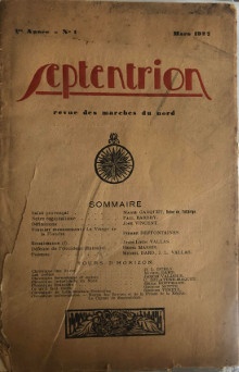  p Septentrion p p i revue des marches du nord i p p 1ere annee n 1 p p Mars 1927 p p Barbry Paul dir p 
