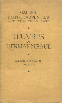 p OEuvres de Hermann Paul p p 1929 p p Galerie Jean Charpentier p 