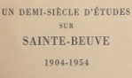 Sainte Beuve   Bonnerot Jean