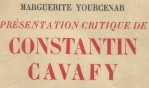 Yourcenar   Constantin Cavafy