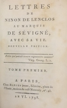 p Lettres de Ninon de Lenclos p p au marquis p p de Sevigne p p i avec sa vie i p p Deux tomes en un volume p 