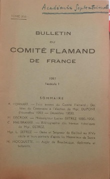  p Bulletin du Comite flamand de France p p 1957 Fascicule I p p Detrez Lucien i et al i p 