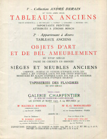 Collections Andre Derain du Docteur X Tableaux anciens porcelaine de Chine meubles 1955 Rheims Me Maurice